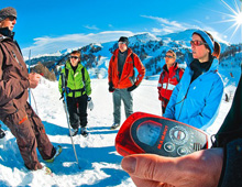 UCPA group doing transceiver and avalanche safety training